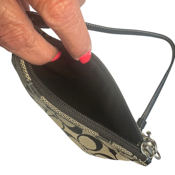 Coach Signature Black and Cream Wristlet - Picture 3 of 5